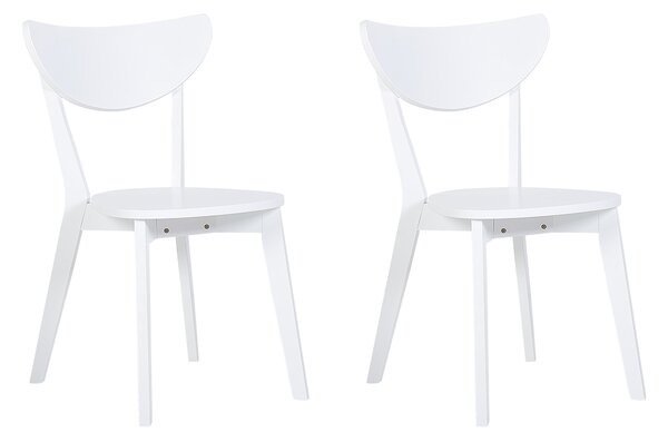 Zestaw dwóch krzeseł do jadalni kuchennych z MDFu drewniane nogi biały Roxby Beliani