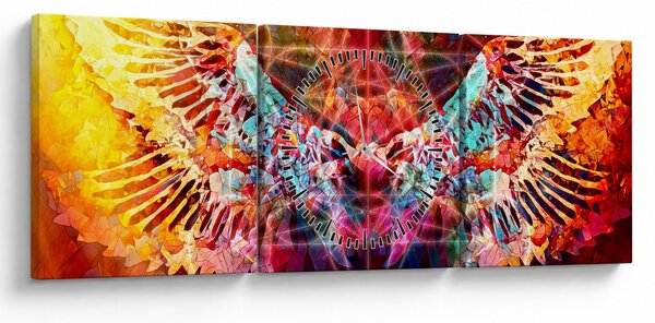 Obraz - Merkaba ze skrzydłami, abstrakcja (z zegarem) (90x30 cm)