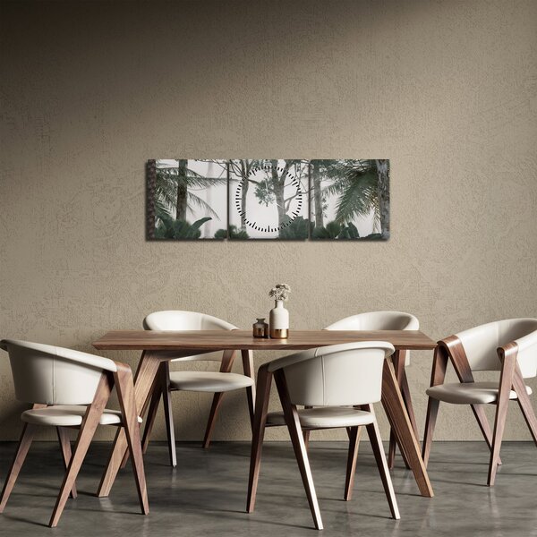 Obraz - dżungla w porannej mgle (z zegarem) (90x30 cm)