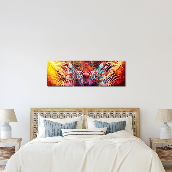 Obraz - Merkaba ze skrzydłami, abstrakcja (z zegarem) (90x30 cm)