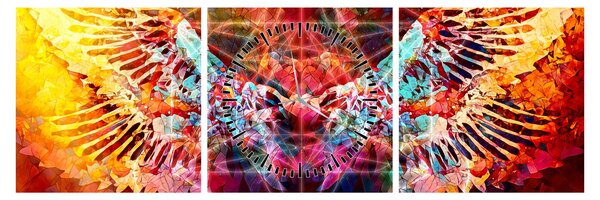 Obraz - Merkaba ze skrzydłami, abstrakcja (z zegarem) (90x30 cm)