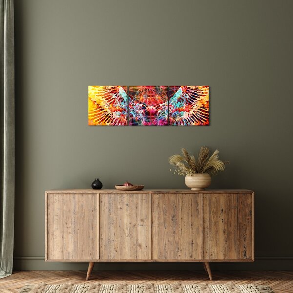 Obraz - Merkaba ze skrzydłami, abstrakcja (z zegarem) (90x30 cm)