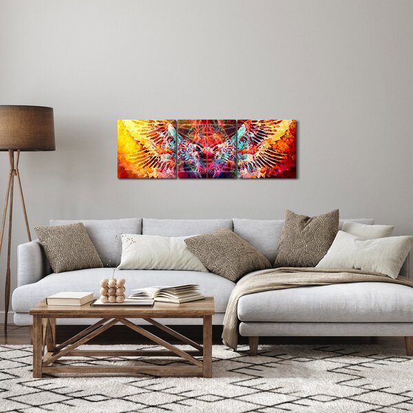Obraz - Merkaba ze skrzydłami, abstrakcja (z zegarem) (90x30 cm)