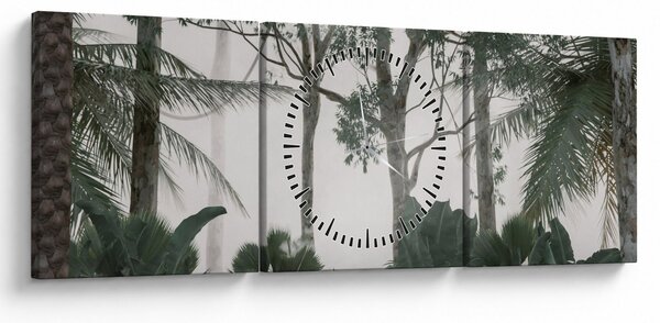 Obraz - dżungla w porannej mgle (z zegarem) (90x30 cm)