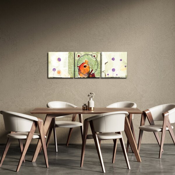 Obraz- Dusza ptaka (z zegarem) (90x30 cm)