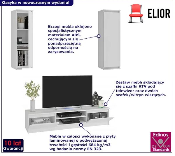 Biała meblościanka do salonu D6-S32