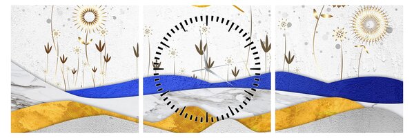 Obraz - Złote Góry (z zegarem) (90x30 cm)