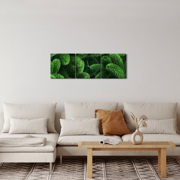 Obraz - Gałązki drzew iglastych (z zegarem) (90x30 cm)