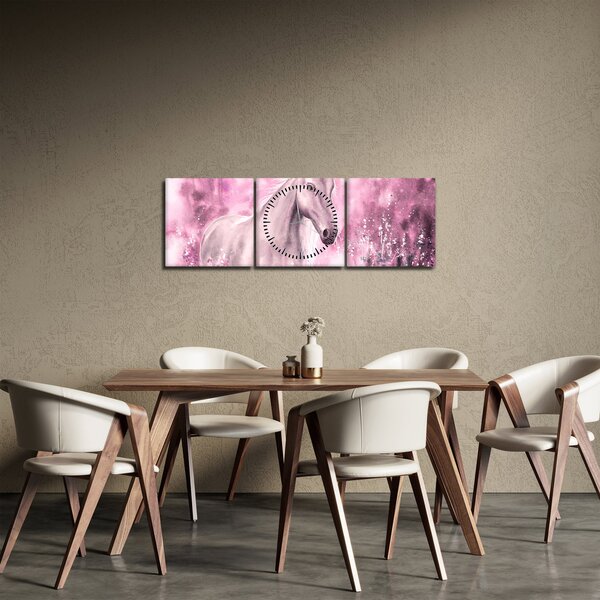 Obraz - Malowany koń (z zegarem) (90x30 cm)