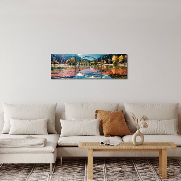Obraz - Jezioro Jasna, Gozd Martuljek, Alpy Julijskie, Słowenia (z zegarem) (90x30 cm)