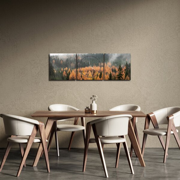 Obraz - Jesienny las (z zegarem) (90x30 cm)
