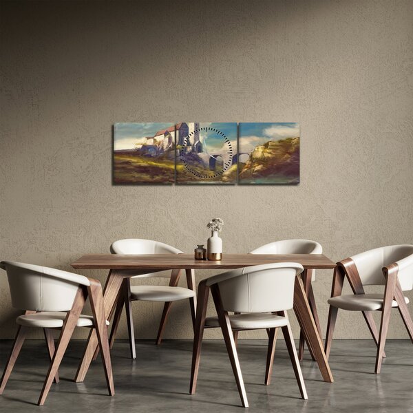 Obraz - Średniowieczny zamek (z zegarem) (90x30 cm)