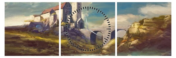 Obraz - Średniowieczny zamek (z zegarem) (90x30 cm)