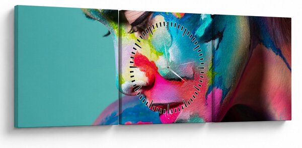 Obraz - Body art (z zegarem) (90x30 cm)