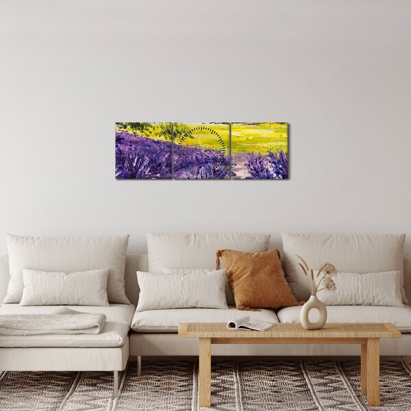 Obraz - Prowansja, Francja, malarstwo olejne (z zegarem) (90x30 cm)