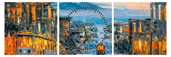 Obraz - Cable Car, San Francisco (z zegarem) (90x30 cm)