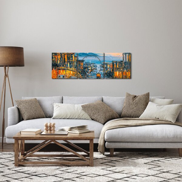 Obraz - Cable Car, San Francisco (z zegarem) (90x30 cm)