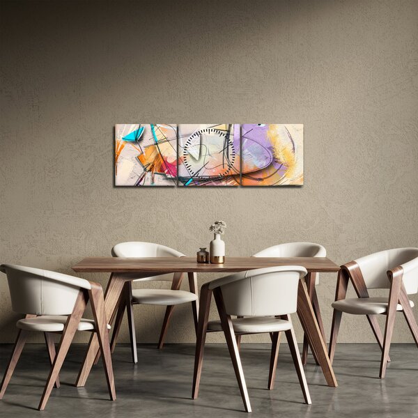 Obraz - Abstrakcja, ptaszek (z zegarem) (90x30 cm)