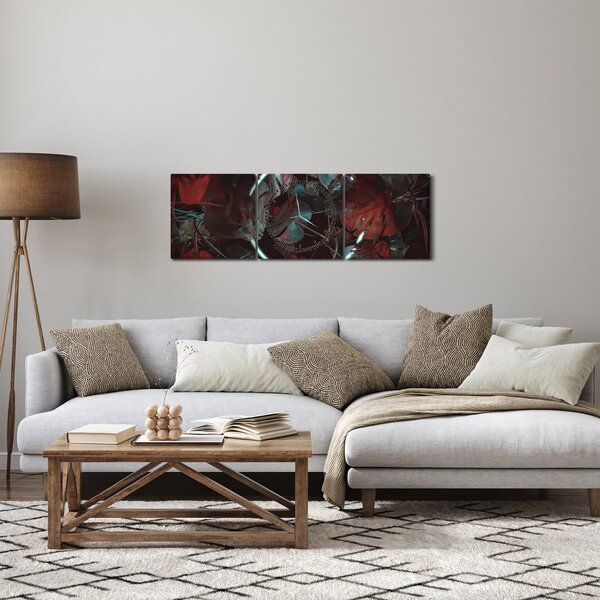 Obraz - Neonowe koło między palmami (z zegarem) (90x30 cm)