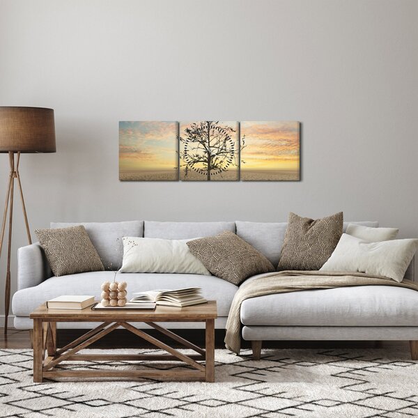 Obraz - Drzewo na pustyni (z zegarem) (90x30 cm)