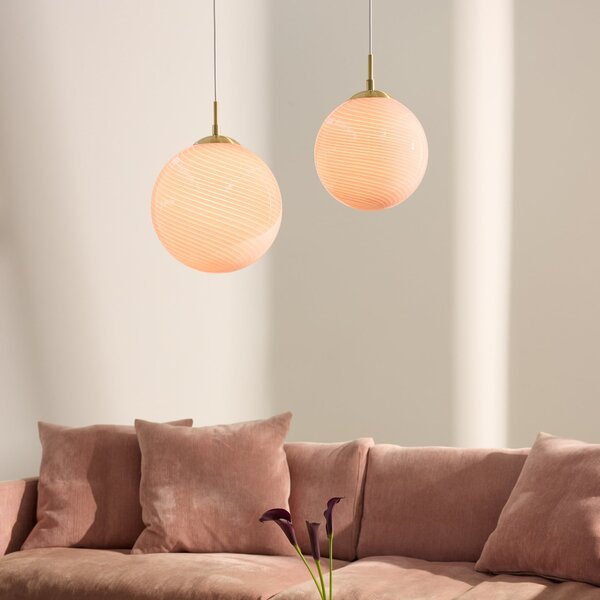 Lampa Wisząca Halo Design, CANDY BALL, ściemnialny, pudrowy róż, salon, szkło, design