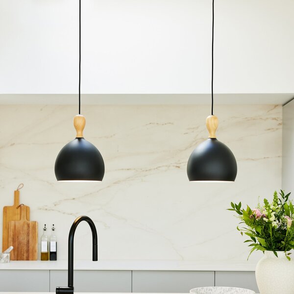 Lampa Wisząca Halo Design, Dueodde, ściemnialny, czarny, salon, metal, skandynawski