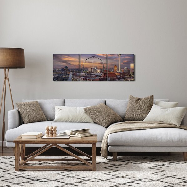 Obraz - Zachód słońca nad Berlinem (z zegarem) (90x30 cm)