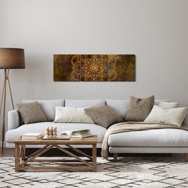 Obraz - Mandala radości (z zegarem) (90x30 cm)