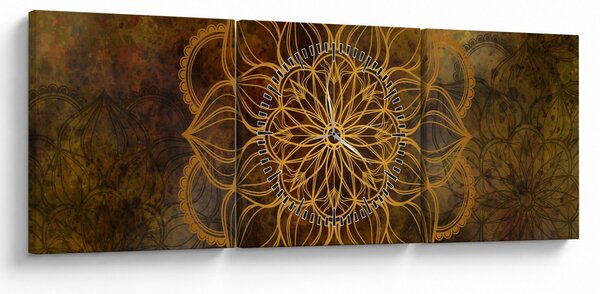 Obraz - Mandala radości (z zegarem) (90x30 cm)