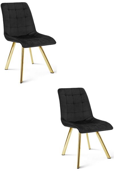 Styl I Elegancja Krzesło Cieza - Aksamit Czarny / Nogi Złote X 2