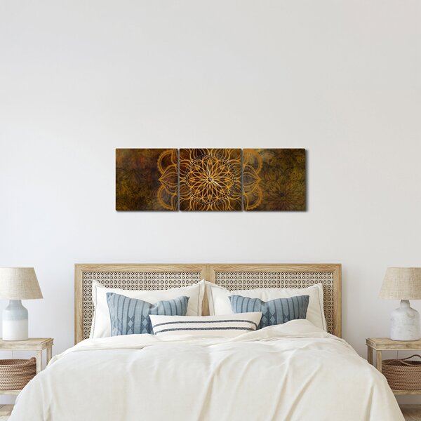 Obraz - Mandala radości (z zegarem) (90x30 cm)