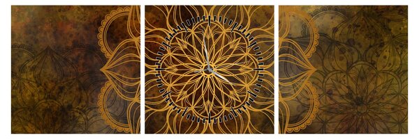 Obraz - Mandala radości (z zegarem) (90x30 cm)