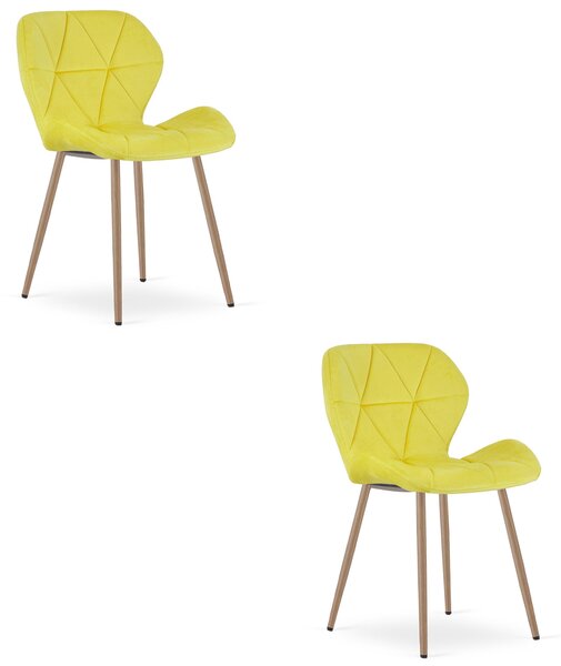 Styl I Elegancja Krzesło Mango - Aksamit Żółty / Nogi Dąb X 2