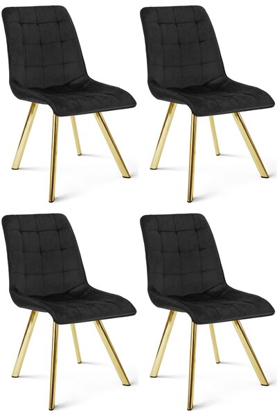 Styl I Elegancja Krzesło Cieza - Aksamit Czarny / Nogi Złote X 4