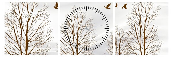 Obraz - Jeleń przed rzeką (z zegarem) (90x30 cm)