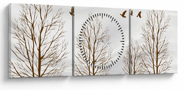 Obraz - Jeleń przed rzeką (z zegarem) (90x30 cm)