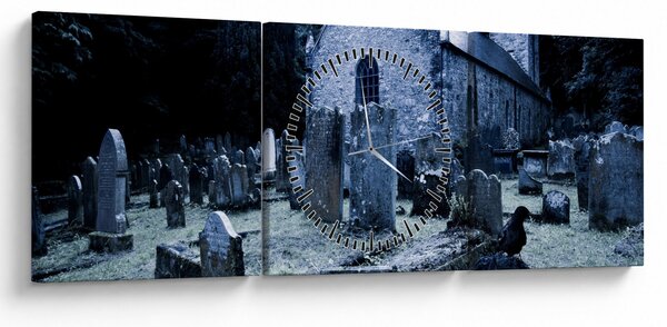 Obraz - Ciemna noc (z zegarem) (90x30 cm)