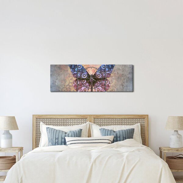 Obraz - Steampunk motyl (z zegarem) (90x30 cm)