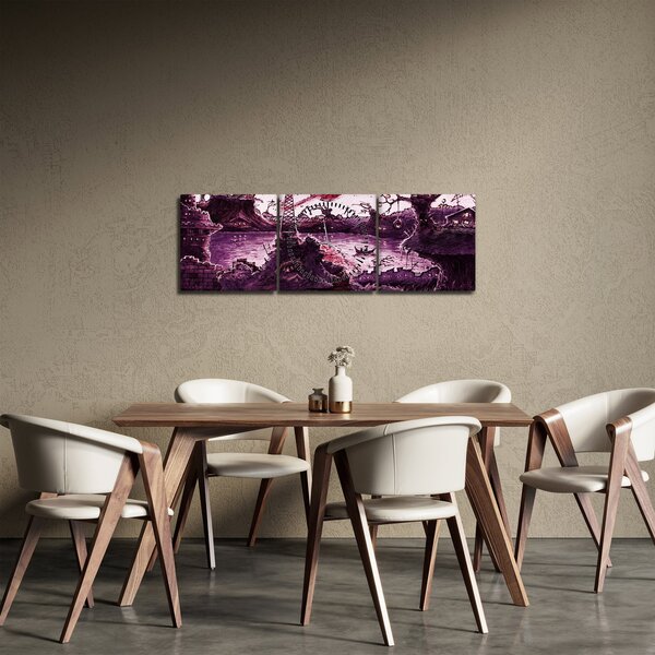 Obraz - Zaczarowana wioska (z zegarem) (90x30 cm)