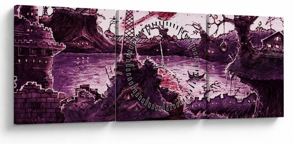 Obraz - Zaczarowana wioska (z zegarem) (90x30 cm)