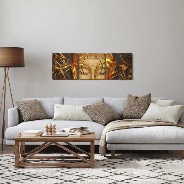 Obraz - Złoty Budda (z zegarem) (90x30 cm)
