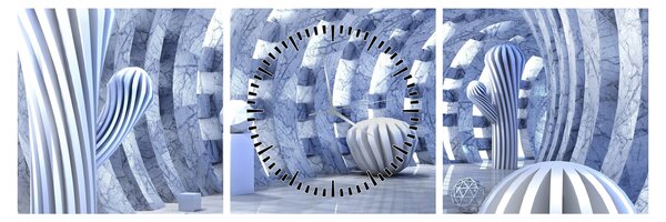 Obraz - abstrakcja 3D (z zegarem) (90x30 cm)