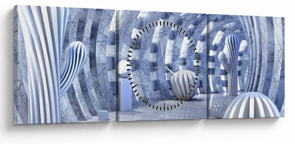 Obraz - abstrakcja 3D (z zegarem) (90x30 cm)