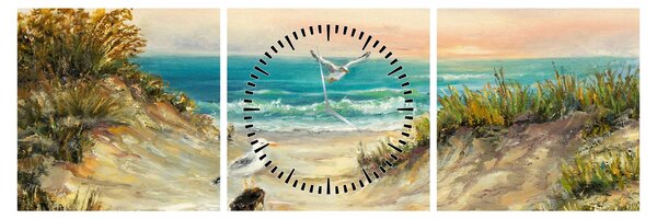 Obraz - Piaszczysta plaża (z zegarem) (90x30 cm)