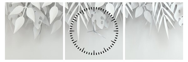 Obraz - Arkusze z plastiku (z zegarem) (90x30 cm)