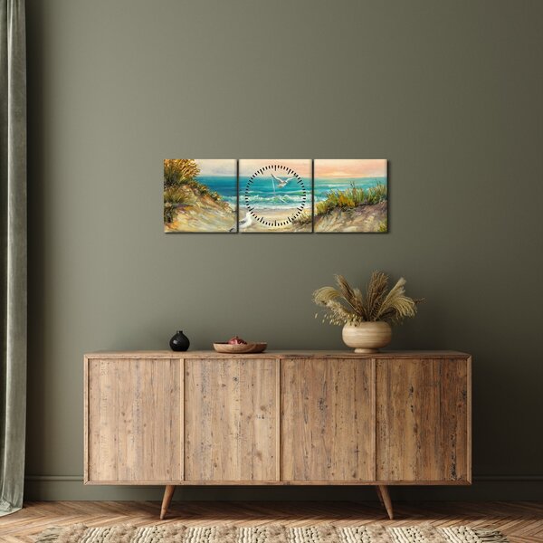 Obraz - Piaszczysta plaża (z zegarem) (90x30 cm)