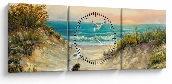 Obraz - Piaszczysta plaża (z zegarem) (90x30 cm)