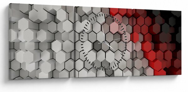 Obraz - sześciokąty 3D (z zegarem) (90x30 cm)