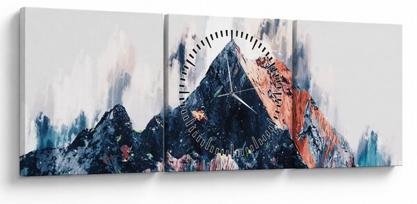 Obraz - Abstrakcyjna góra (z zegarem) (90x30 cm)