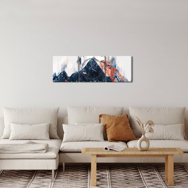 Obraz - Abstrakcyjna góra (z zegarem) (90x30 cm)